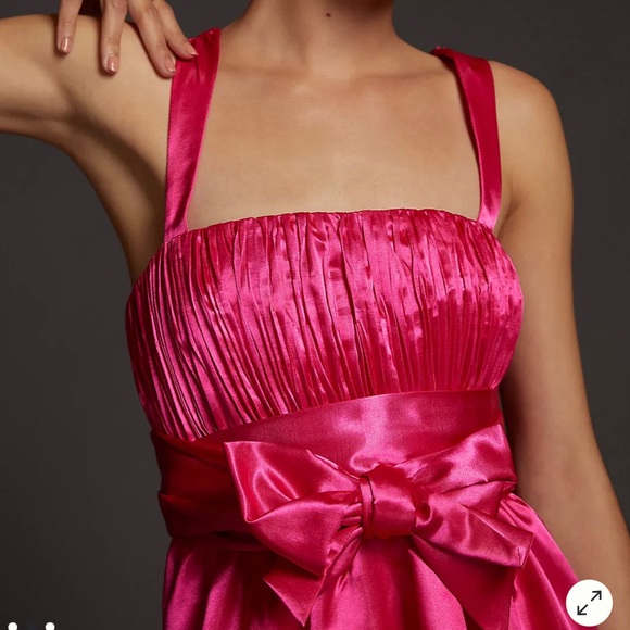 Anthropologie Maeve Bow-Tie Satin Mini Dress Size 4 - Picture 2 of 10